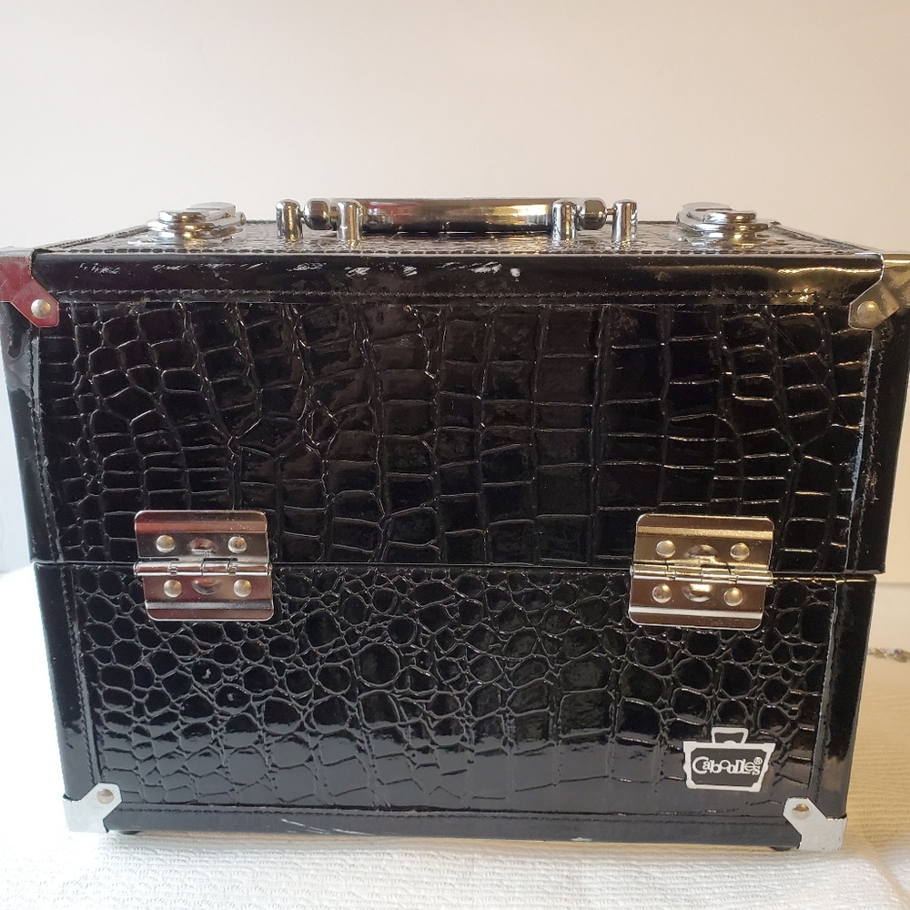 Caboodles Black Makeup Travel Case 6 Tray Storage Cosmetics Case